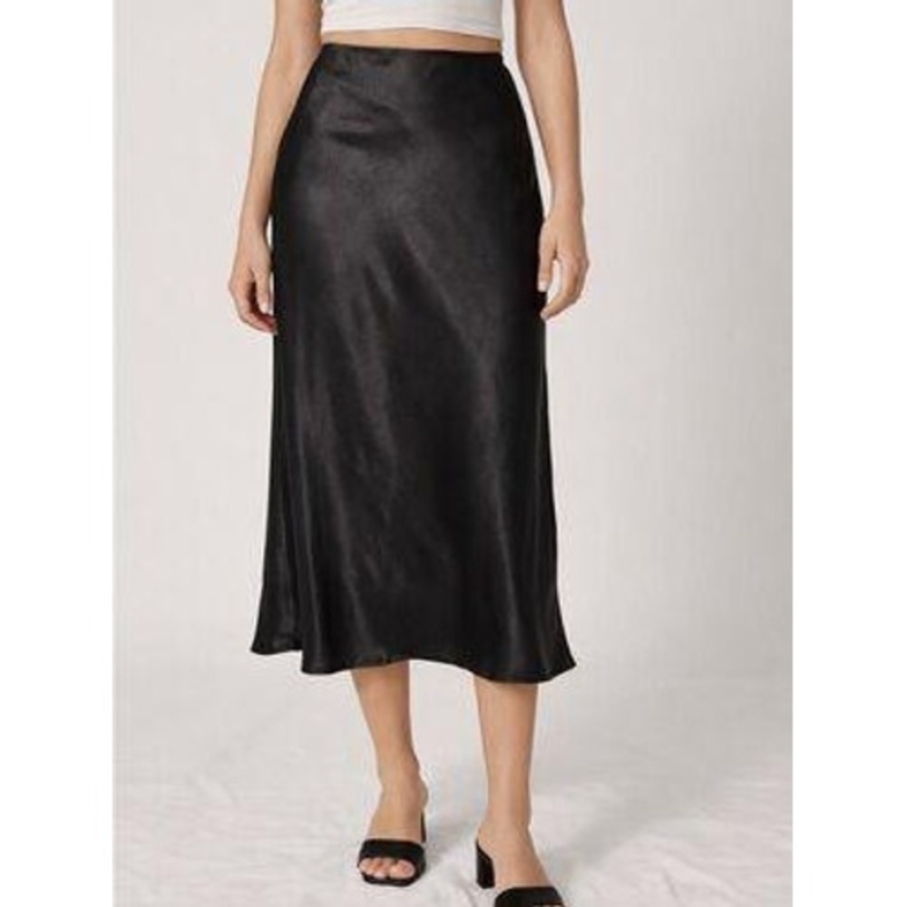 Calligaphie black satin skirt 2X Minimalist Goth Whimsigoth NWT